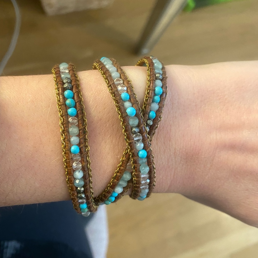 Chan Luu turquoise and gold wrap bracelet